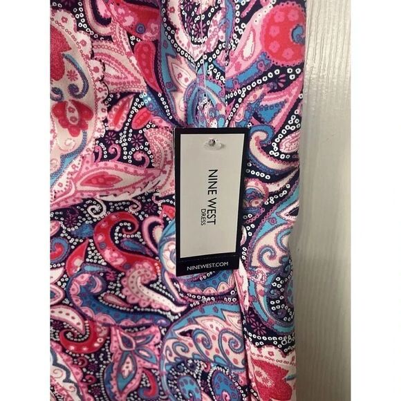 Nine West NWT Tutu Pink Ice Blue Multicolor Paisley Sheath Dress Size 6‎ - Picture 4 of 11